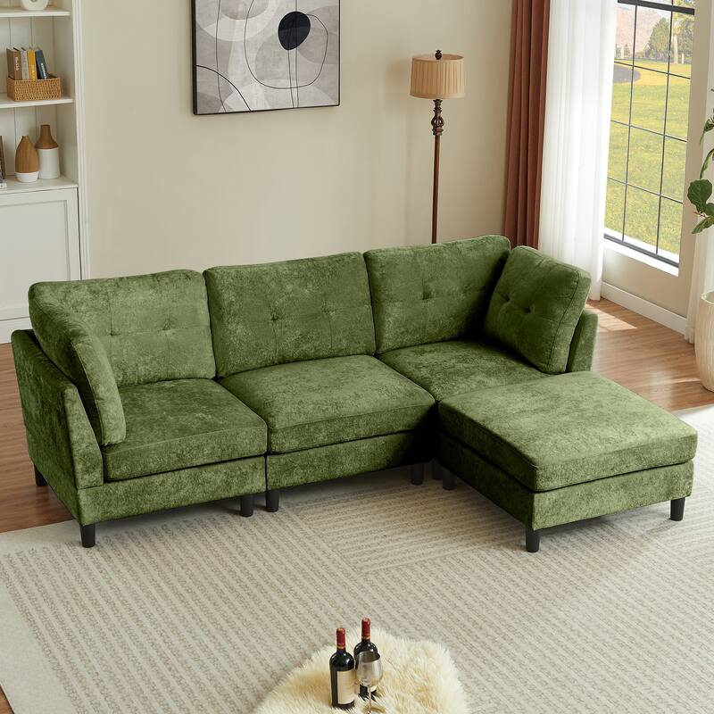 99.41" Chenille High Armrest L Shaped Sofa