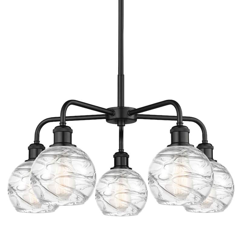 Innovations Lighting 516-5CR-15-24 Athens Deco Swirl Chandelier Athens - Matte Black / Clear Deco Swirl