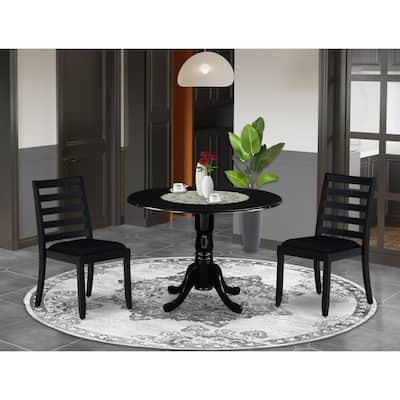 East West Furniture Dining Set Includes a Round Kitchen Table and Stackable Dining Chairs, Black (Pieces & Seat Type Options)