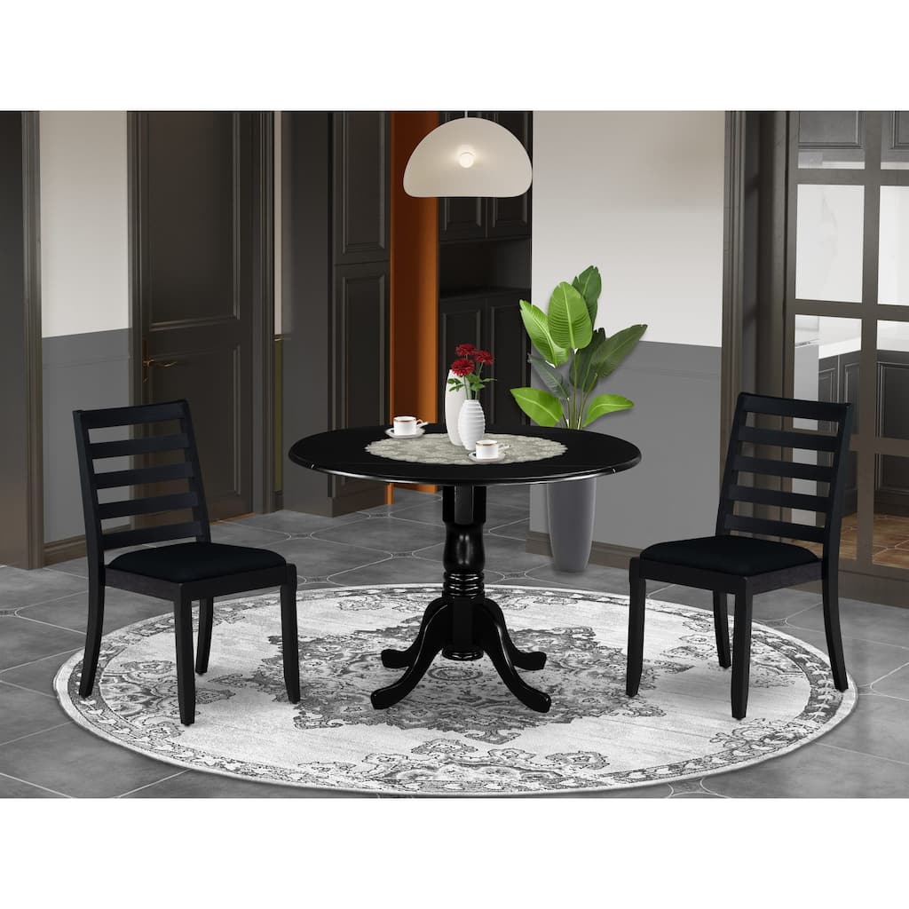 East West Furniture Dining Set Includes a Round Kitchen Table and Stackable Dining Chairs, Black (Pieces & Seat Type Options)
