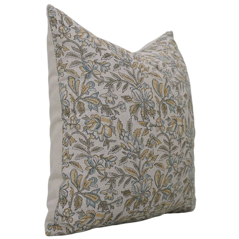 Linen Farmhouse Block print pillow Cover - Kudrat