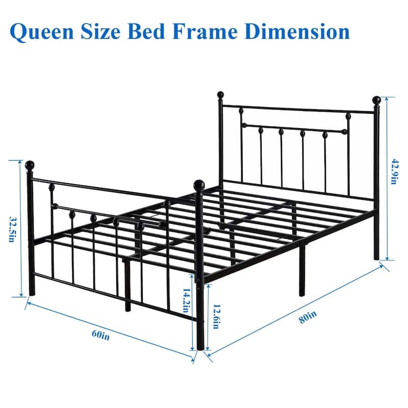 Victorian Platform Bed Frame With Headboard and Footboard Twin/Full/Queen Size Beds