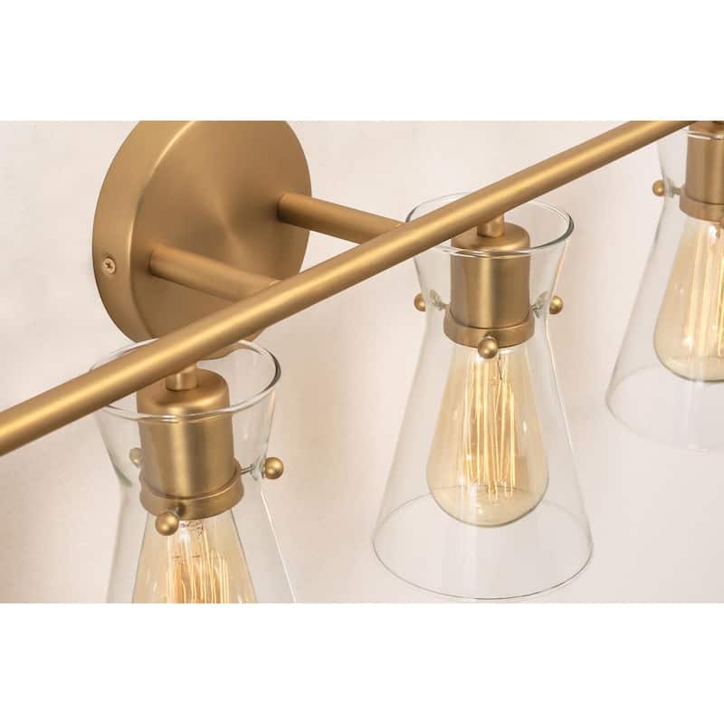 Amanda Vanity in Satin Brass with Clear Glass Shade