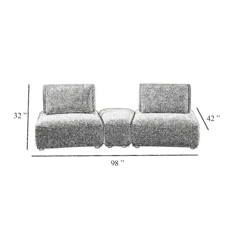 Stavan Modular Curved 2 Seat Sofa, Yellow Chenille, Adjustable Back