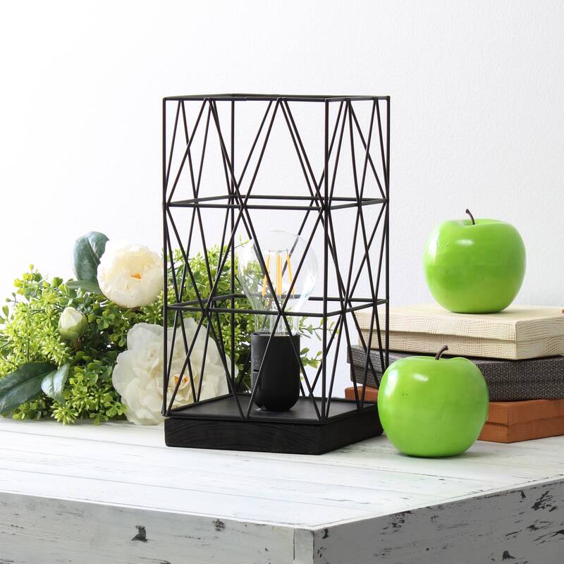 Geometric Square Metal Table Lamp - Contemporary Accent Lighting for Modern Living Room or Office