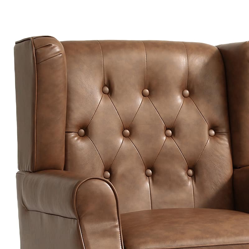Button-Tufted Accent Chair Wingback Armchair - 38"H
