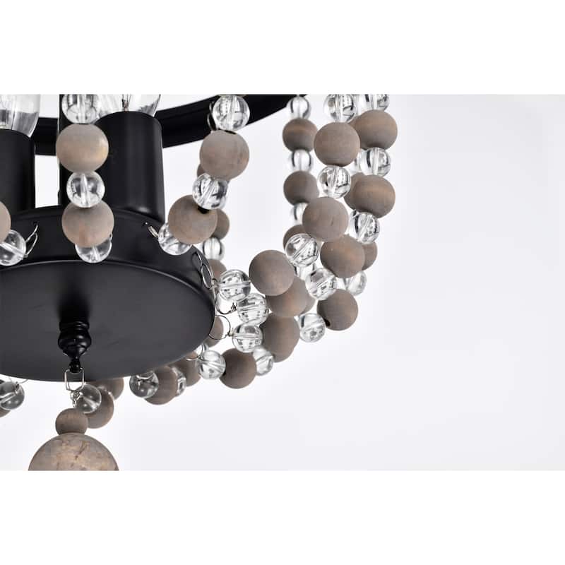 Valentina 12 Inch Bohemian Bead Semi Flush Mount 3-Light