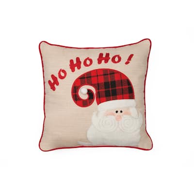 HOHOHO Santa Christmas Pillow, 13 by 13-Inch