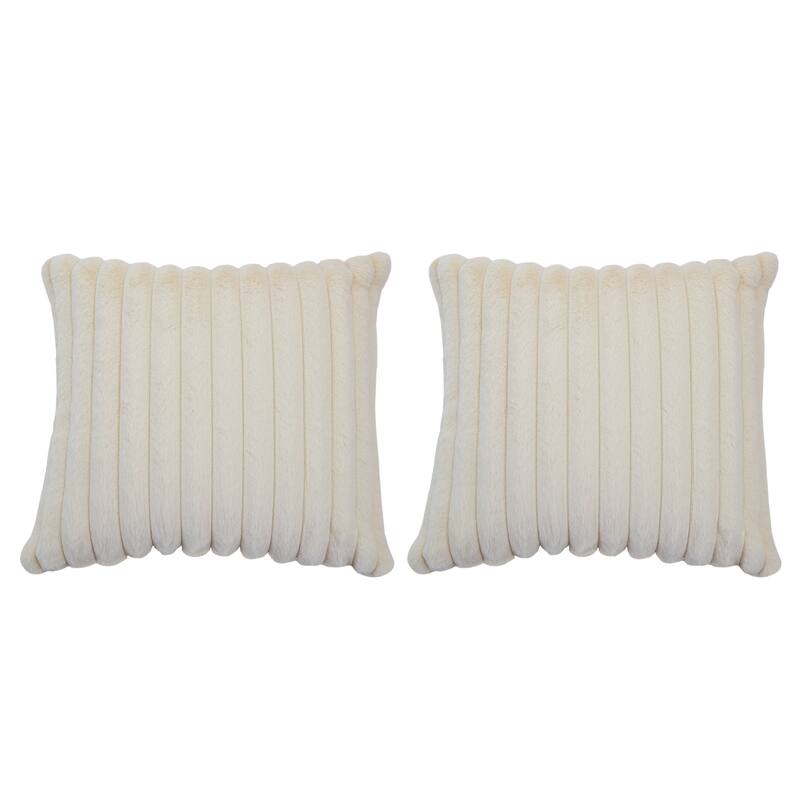 Faux Fur Decorative Throw Pillows for Couch & Bed (Set of 2)