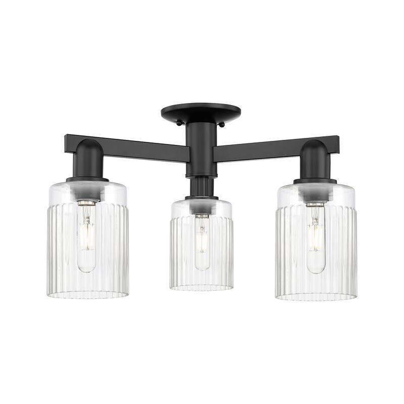 Innovations Lighting 716-3F-11-22 Hadley Semi-Flush Hadley 3 Light 22" - Matte Black / Clear