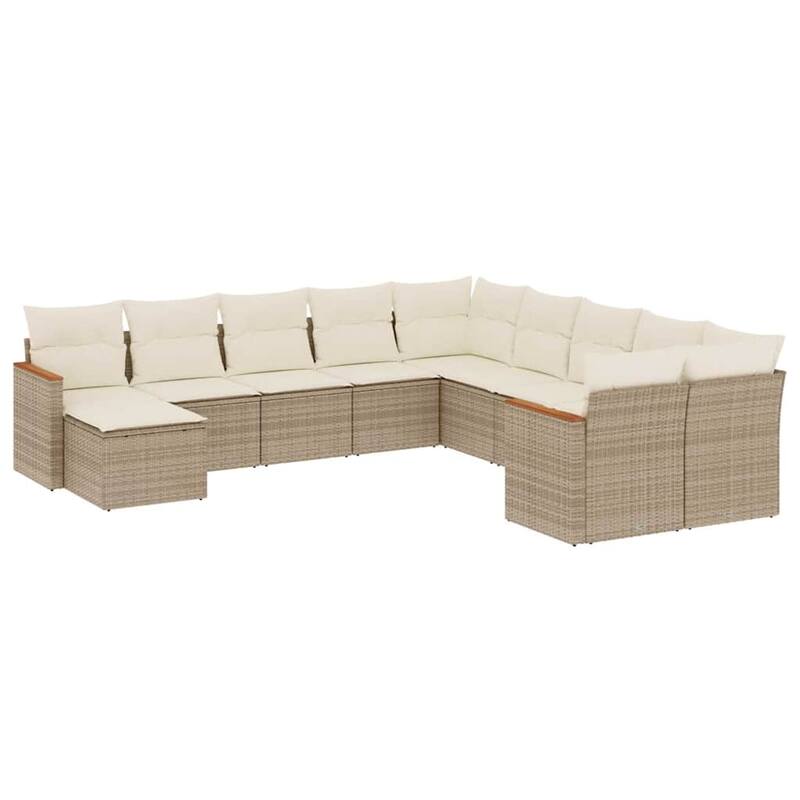 vidaXL Patio Sofa Set with Cushions Outdoor Conversation Furniture Poly Rattan - 24.4 x 24.4 x 27.2 in
