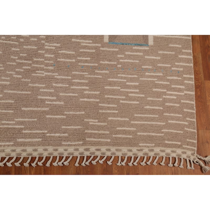 Earth Tone Moroccan Oriental Large Area Rug Handmade Brown Wool Carpet - 10'3"x 14'5"