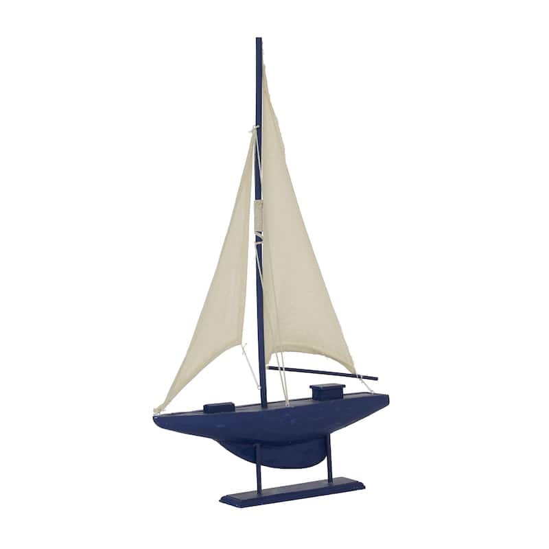 Wood Sail Boat Decorative Sculpture with Lifelike Rigging - Dark Blue - Roche River Decor - Dark Blue
