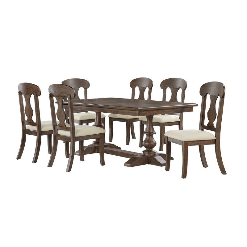 Best Quality Furniture 7pc Small Wood Dining Set