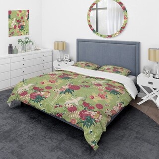 Designart 'Oriental Silk Pattern' Asian Bedding Set - Duvet Cover ...