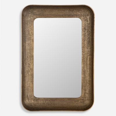 Framed Rectangular Wall Mirror - 42.5" - Antique Brass Finish