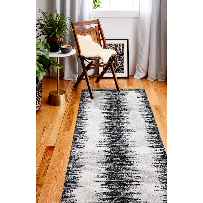 Bashian Kaison Ivory/Black Contemporary Area Rug