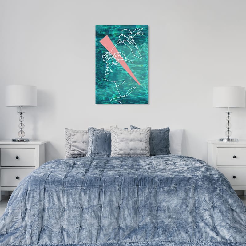 Wynwood Studio Canvas Fashion and Glam Wave Pool Blue and Turquoise Modern & Contemporary Wall Art Canvas Print - 36 x 24