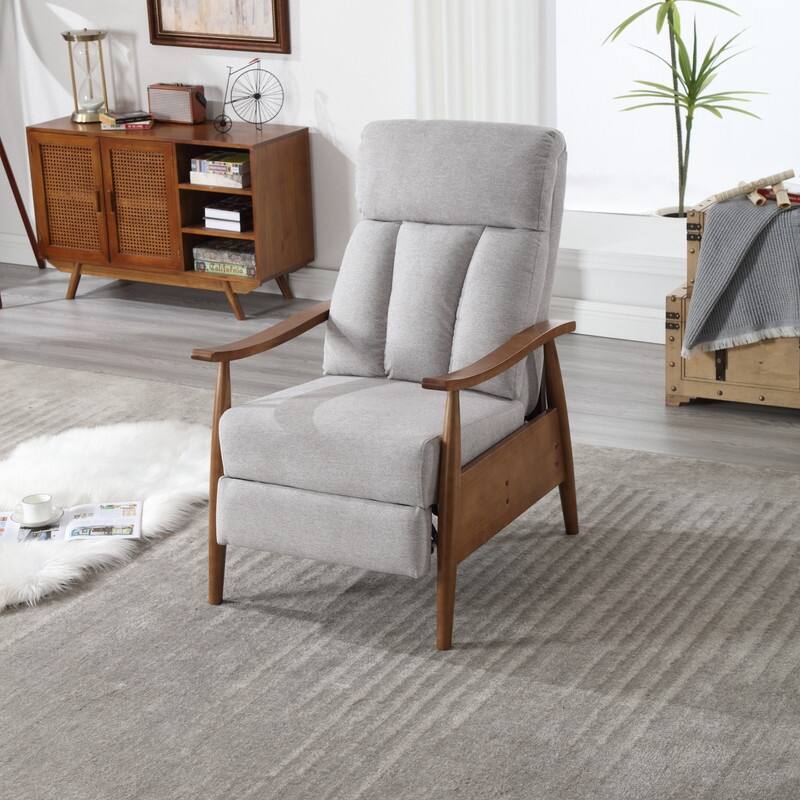 Modern Wood Frame Armchair Lounge Chair for Living Room - Light Gray