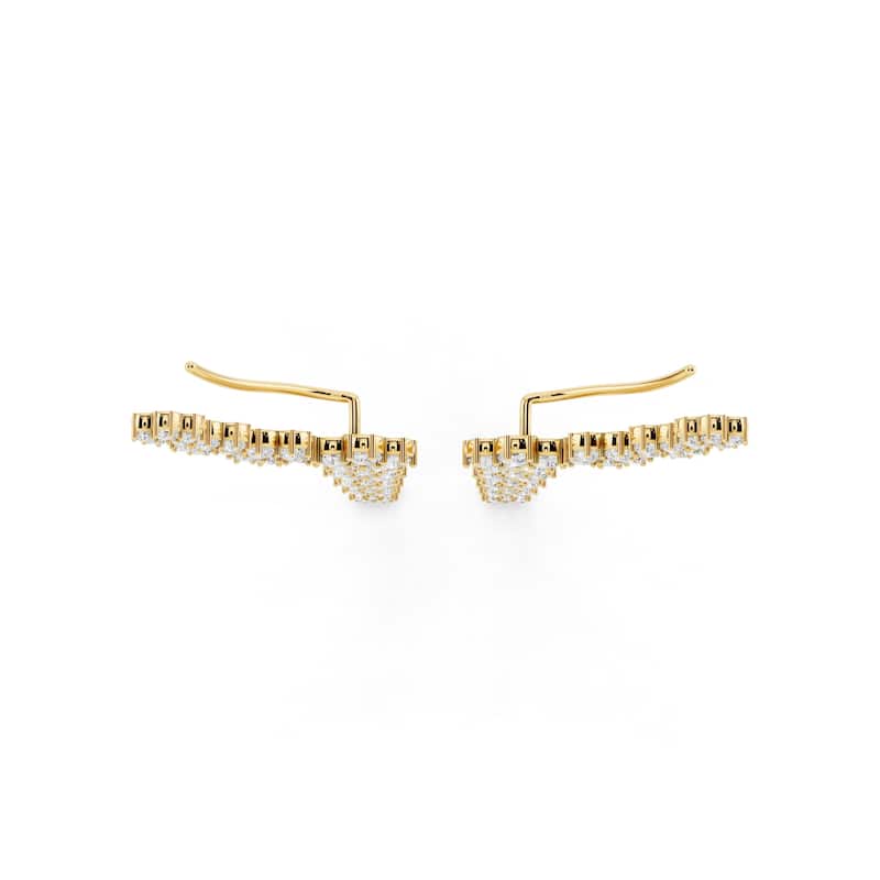 Auriya 14k Gold 6 1/4ctw Lab Grown Nature's Inspired Diamond Climber Earrings (E-F VS)
