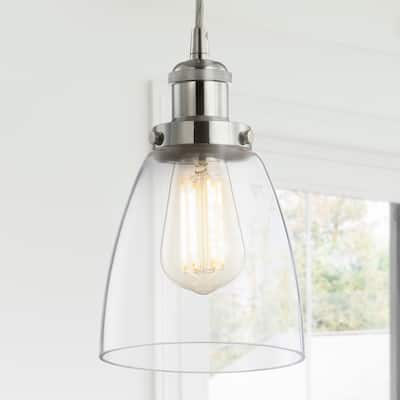 Ferano 5.5" Adjustable Metal/Glass LED Pendant, Chrome by JONATHAN Y