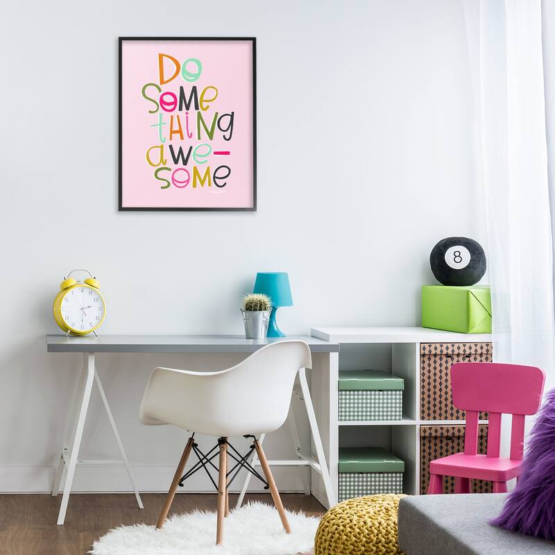 Stupell Do Something Awesome on Pink Framed Giclee Art Design By Mandy Ford Art + Illustration