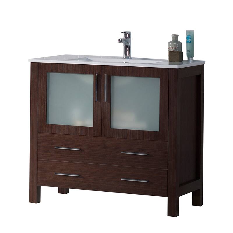 Blossom Solid Wood Double Bathroom Vanity w/ Ceramic Sink & Base