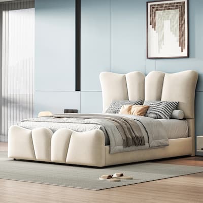 Contemporary Velvet Upholstered Platform Bed, Twin/Full Size, No Box Spring Needed, Durable and Stylish Bed Frame.