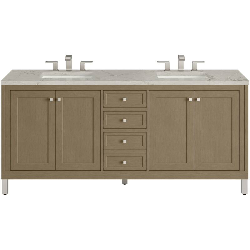 James Martin Vanities 503-V72-3VSL Chicago 72" Free Standing Double - Walnut Whisper