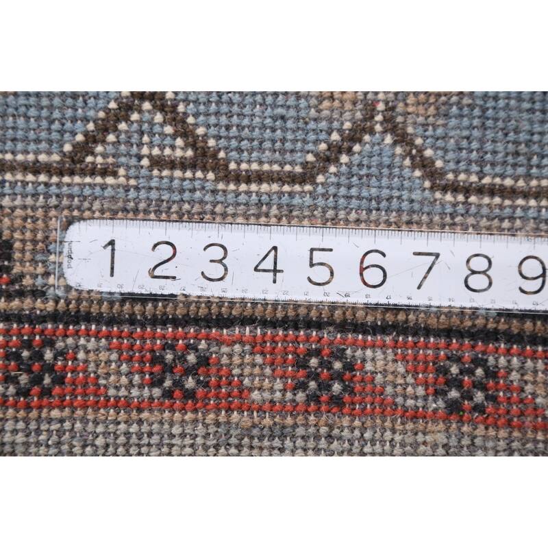 Hand Knotted Oriental 100% Wool Carpet Traditional Geometric Greys & Charcoal Viss Area Rug - 11' 10'' X 8' 10''