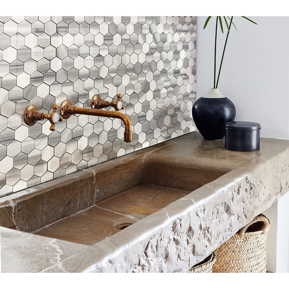 Apollo tile 12 x 12 Zebra Polished Gray Equator Marble Tile (4.83 sq ft/case) - 5 Pack