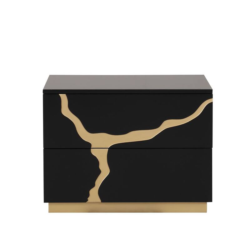 Contemporary Style 1pc Nightstand Gold Paint Pattern French