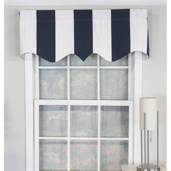 RLF Home Quality Seaport Stripe Navy Regal Valance - 50x17 - Bed Bath ...