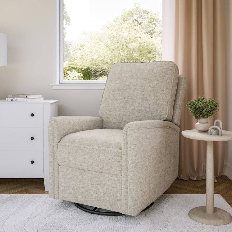 Swivel Glider Recliner Chair with Footrest - Greige