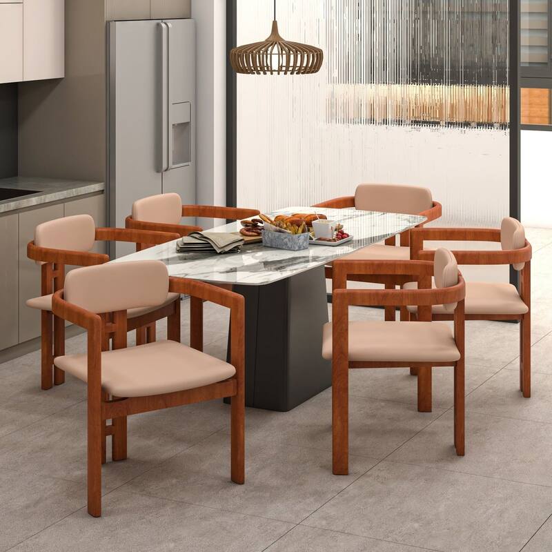 Velo Solid Wood Dining Chair Open Back Modern Accent Side Armchair