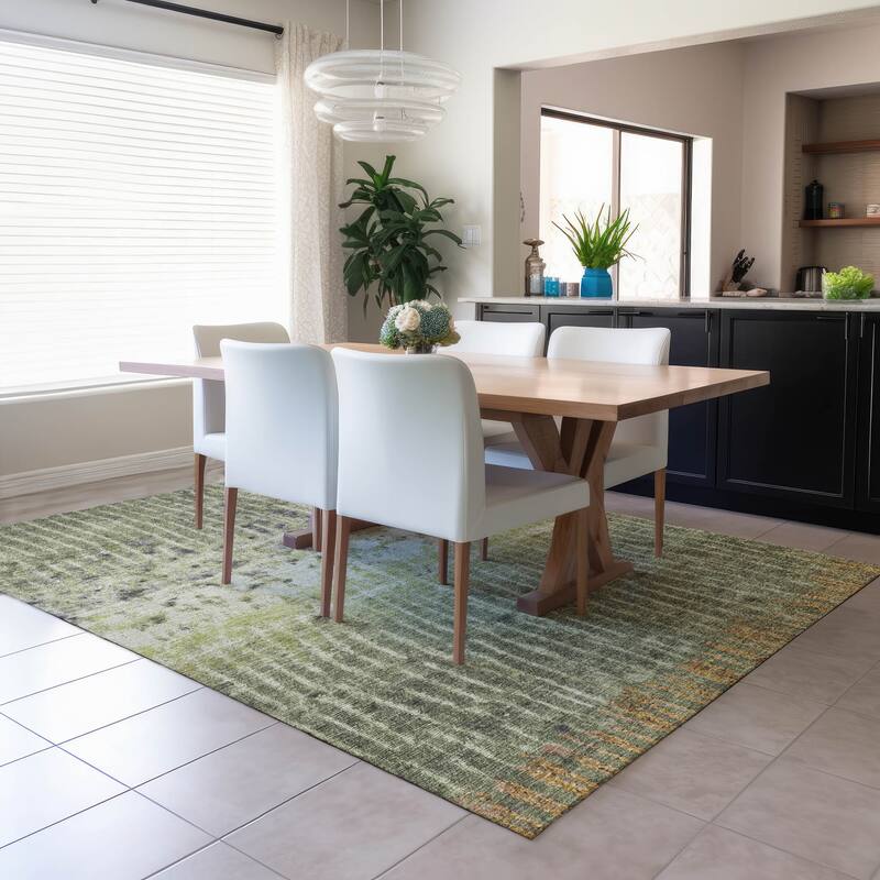 Machine Washable Indoor/ Outdoor Boho Modern Chantille Rug