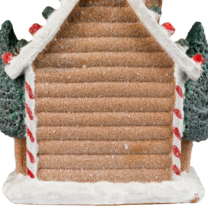 Snow Covered Gingerbread House with Candy Accents Christmas Decoration - 8"