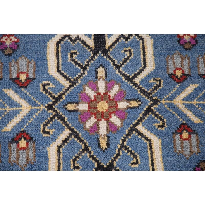 All-Over Blue Ziegler Oriental Area Rug Handmade Wool Carpet - 7'10" x 10'1"