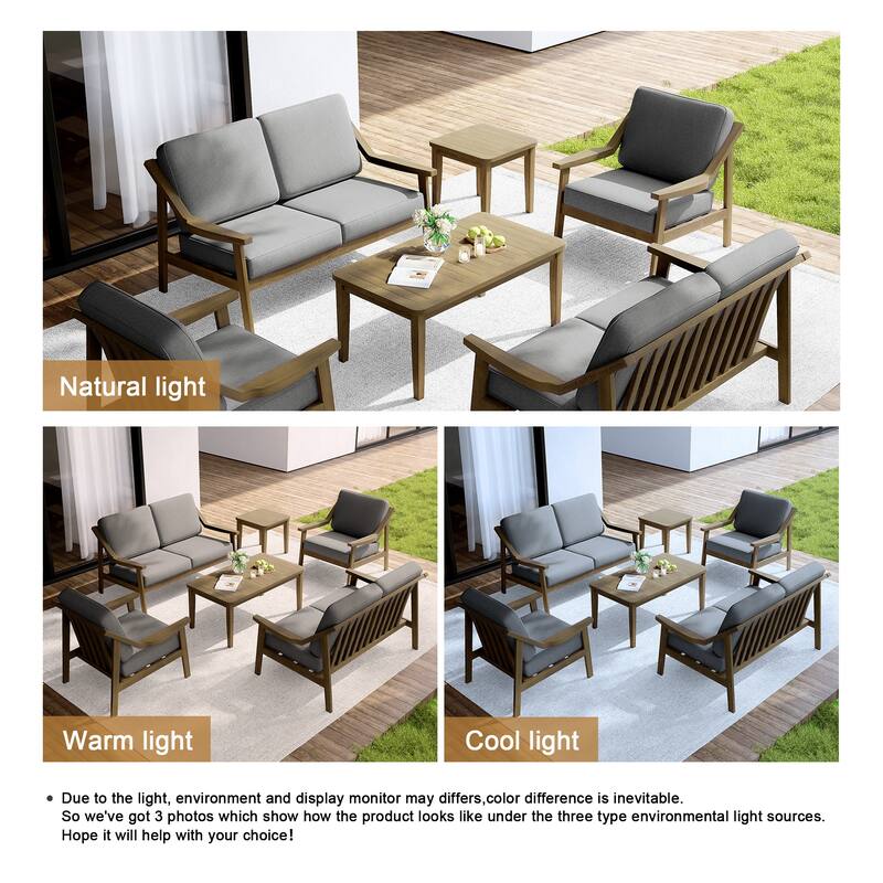 Outdoor Conversation 6 Seater Patio Chat Set with Cushions and Table