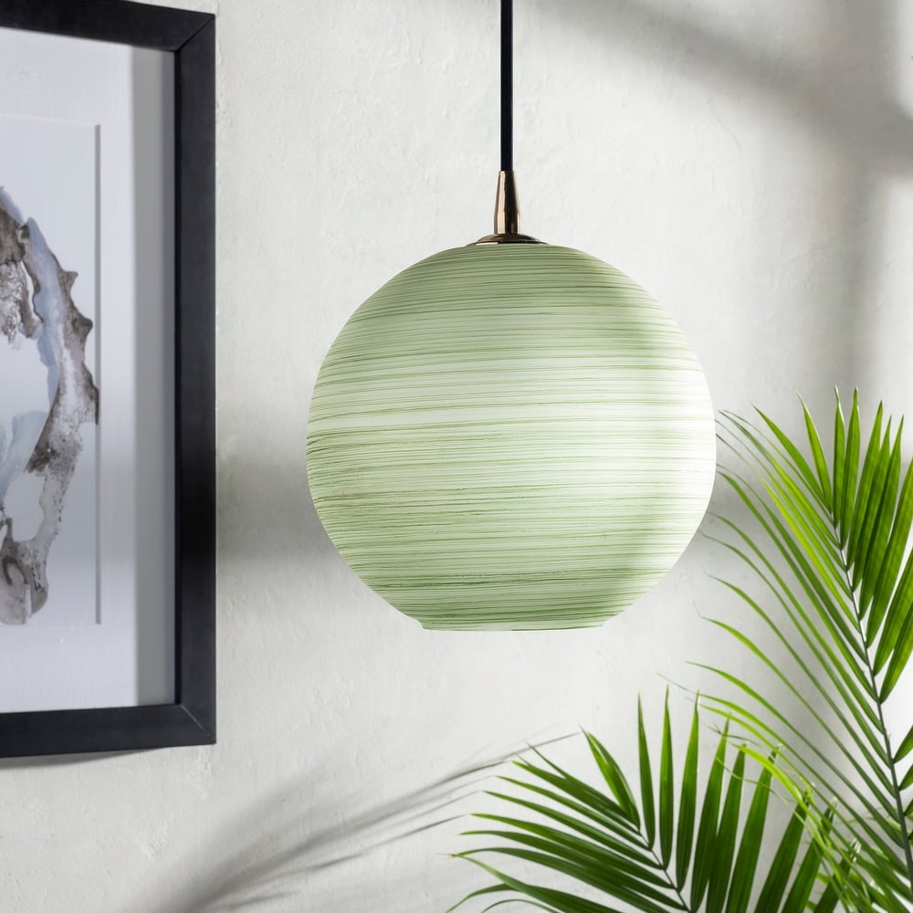 Green glass globe pendant light Clearance