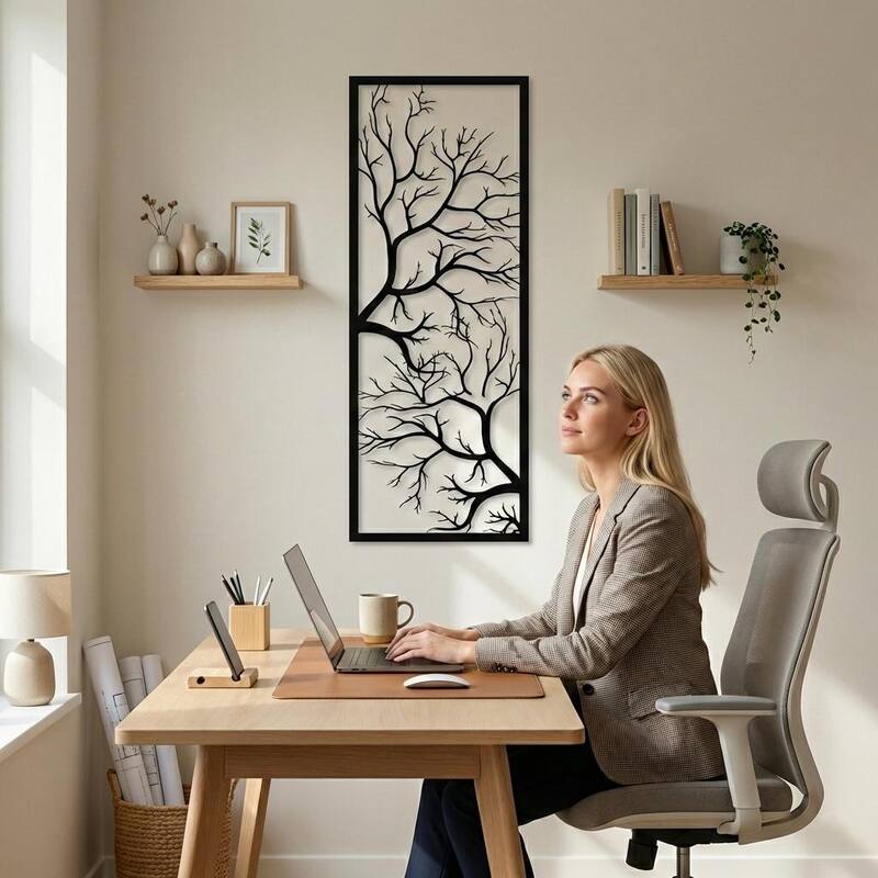 Tree Sign Metal Wall Decor for Home and Outside - Wall-Mounted Geometric Wall Art Decor