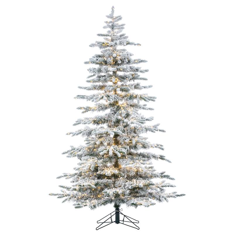 6.5 Foot Flocked Pre Lit Mountain Pine with Instant Glow Power Pole Feature - N/A