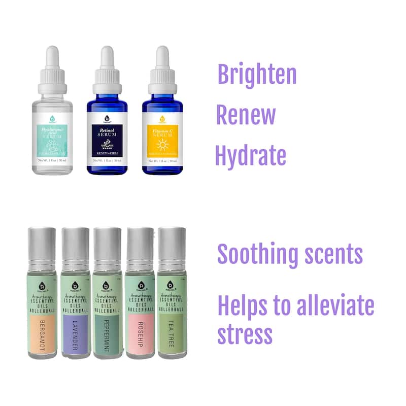 Aromatherapy Essential Oils Rollerballs (Bergamot, Lavender, Peppermint, Rosehip, Tea Tree)
