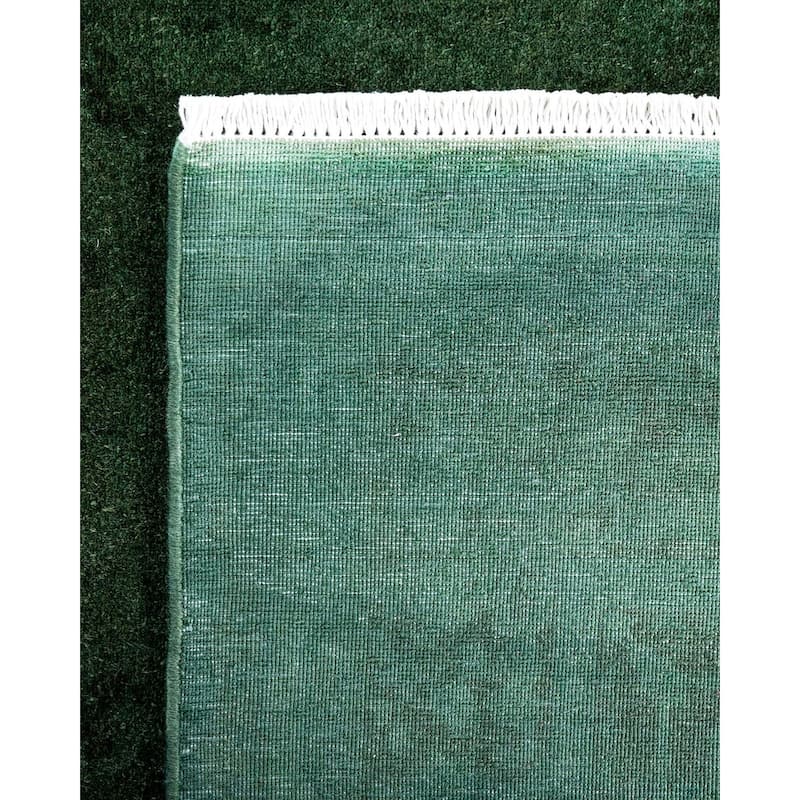 Fine Vibrance One-of-a-Kind Hand-Knotted Runner Rug - Green, 5' 1" x 10' 0" - 5' 1" x 10' 0"