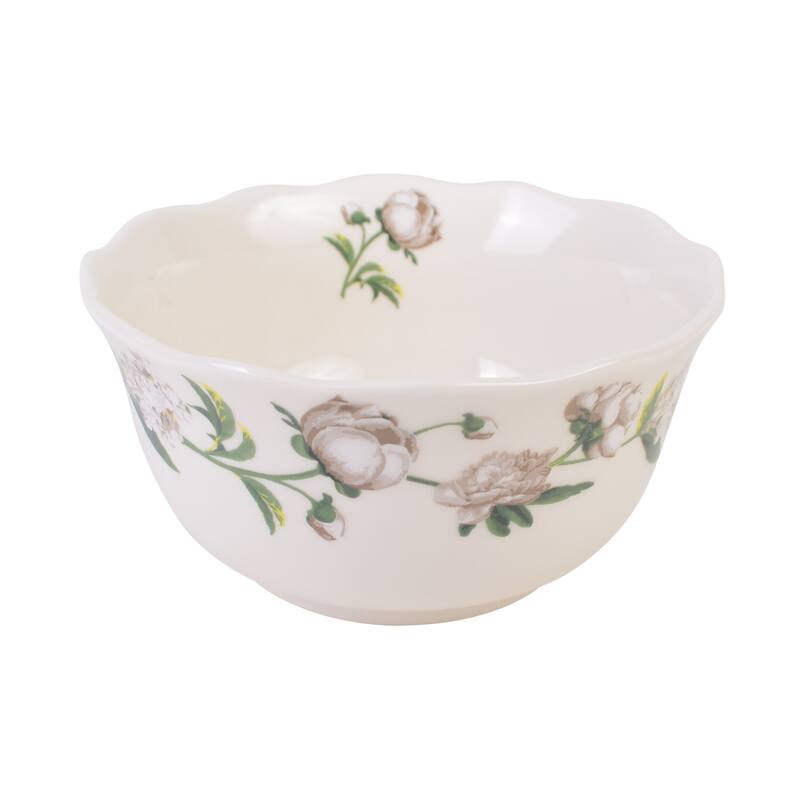 Luxe Peony Neutral Porcelain 12 Pc Dinnerware Set