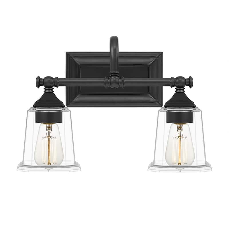 Nicholas 2-Light Bathroom Vanity Light in Earth Black