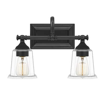 Nicholas 2-Light Bathroom Vanity Light in Earth Black