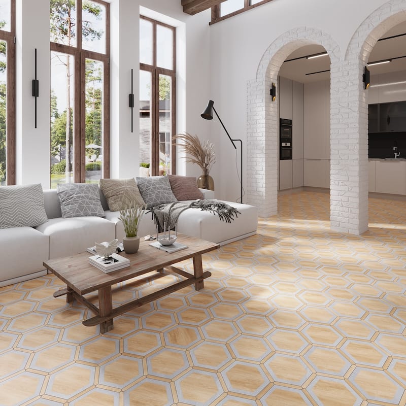 Apollo tile 9" x 10" Aureole Matte Oak wash Gray Porcelain Tile (8.07 sq ft/case) - 18 Pack