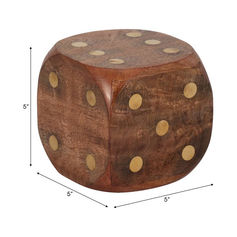 Sagebrook Home Wood, Dice, Antique Brown, Square, Solid Color