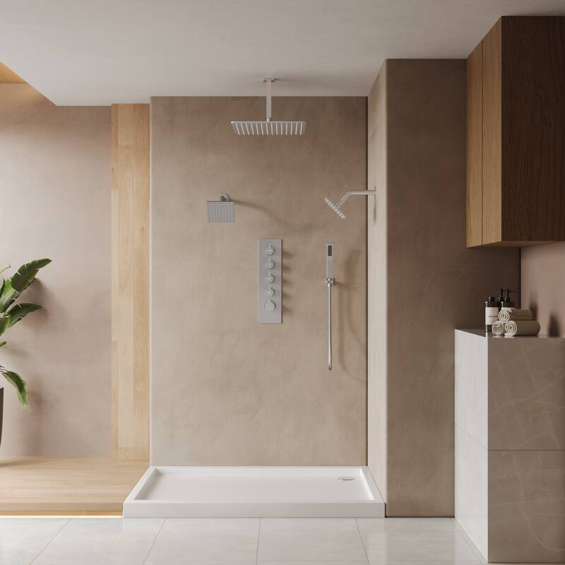 15-Spray Patterns Thermostatic Shower System, Shower Faucet Set 16" & 6" Triple Shower Heads (Valve Included)